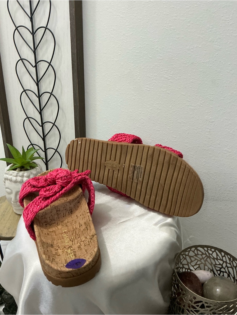 NWOT Anne Klein Women’s Bulia Braided Pink Rose Strap Sandals 8.5 - Picture 5 of 5